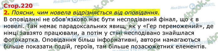 ГДЗ Укр лит 7 класс страница Стр.220 (2)